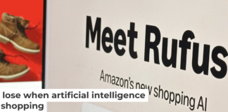Amazon’s AI shopping assistant, Rufus, on a computer monitor on Dec. 1, 2024, in New York. Company apps, including Rufus, may make it easier to shop, but consumers might balk at giving up too much of the shopping experience. AP Photo/Peter Morgan